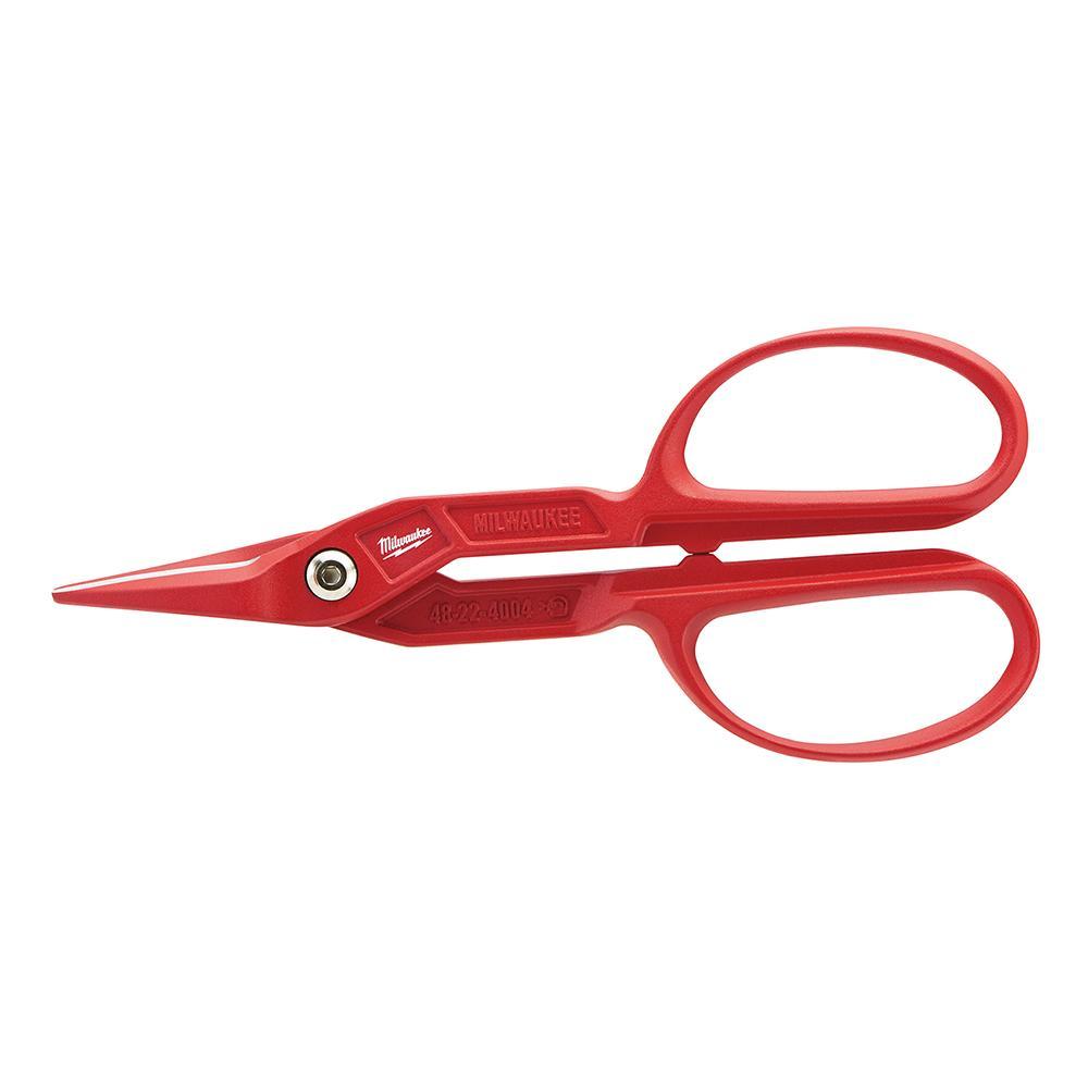 Milwaukee&reg; 48-22-4004 Duckbill Tinner Snip, 16 ga Cold Rolled Steel, 18 ga Stainless Steel Cutting, 2-13/64 in L of Cut, Left/Right/Straight/Tight Curve Snip, Forged Alloy Steel Blade, Steel Handle