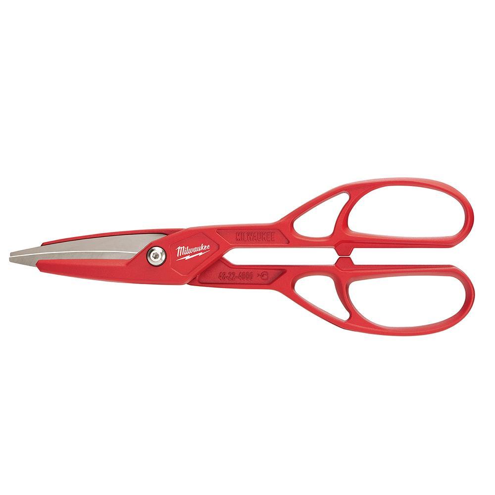 Milwaukee&reg; 48-22-4006 Lightweight Tinner Snip, 24 ga Cold Rolled Steel, 26 ga Stainless Steel Cutting, 3-1/2 in L of Cut, Left/Right/Straight Snip, Steel Blade, Steel Handle