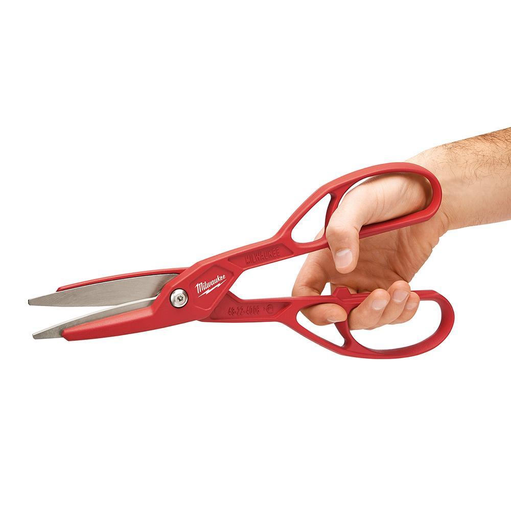 Milwaukee&reg; 48-22-4006 Lightweight Tinner Snip, 24 ga Cold Rolled Steel, 26 ga Stainless Steel Cutting, 3-1/2 in L of Cut, Left/Right/Straight Snip, Steel Blade, Steel Handle