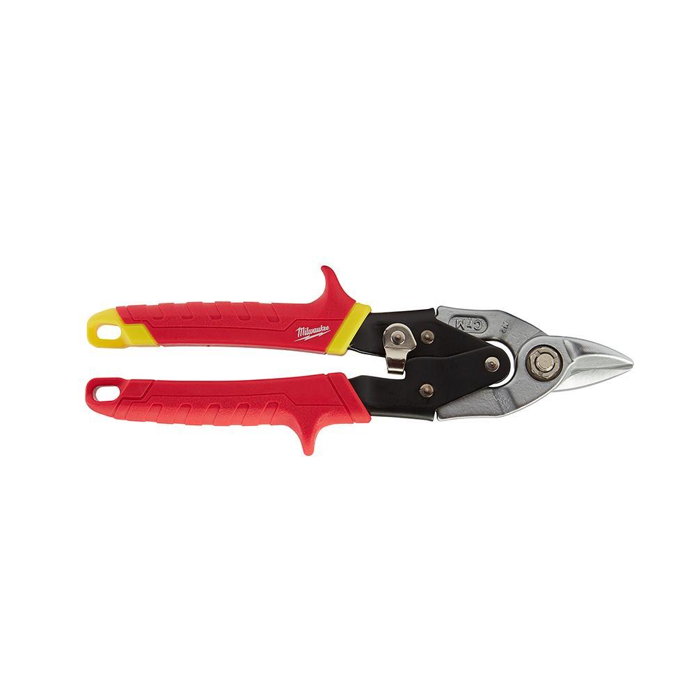 Milwaukee&reg; 48-22-4500 Aviation Snip, 18 ga Cold Rolled Steel/22 ga Stainless Steel Cutting, 4-1/2 in L of Cut, Bulldog Serrated Snip, Steel Blade
