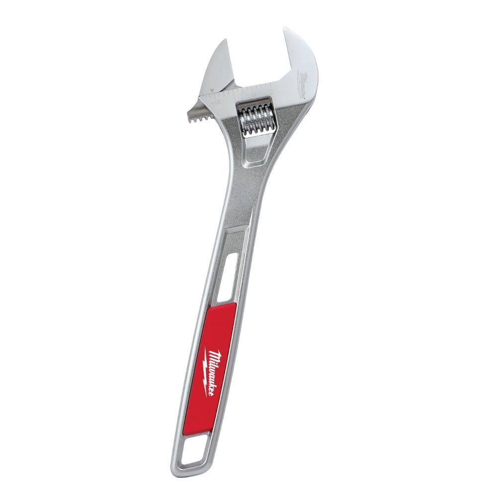 Milwaukee&reg; 48-22-7412 Uninsulated Adjustable Wrench, 1-5/8 in, Polished Chrome, 12 in OAL, Steel Body, ASME Specified, Steel