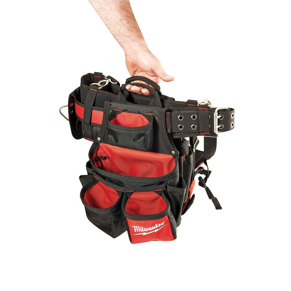 Milwaukee&reg; 48-22-8120 Breathable Contractor Work Belt With Suspension Rig, 24 Pockets, Denier Nylon, Black/Red