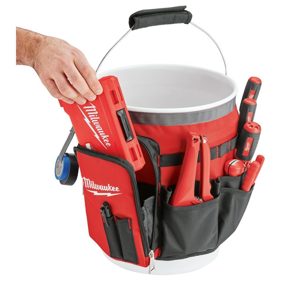 Milwaukee&reg; 48-22-8175 Bucket Organizer Wrap, 13.39 in H x 2.17 in W x 10.04 in D, 34 Pockets, Ballistic Base/Canvas