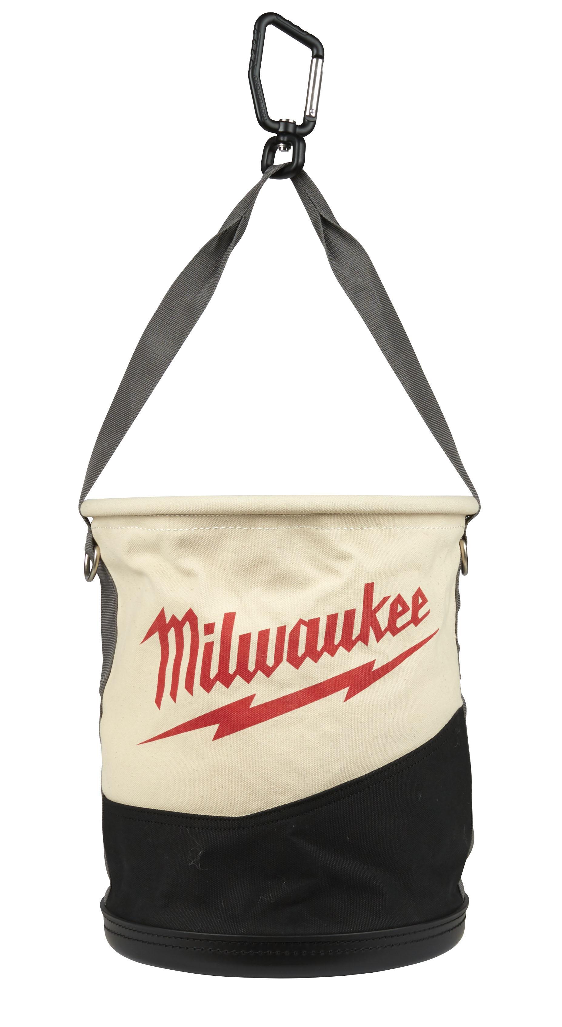Milwaukee&reg; 48-22-8270 Adjustable Heavy Duty Utility Bucket, 14.57 in H x 11.81 in W x 11.81 in D, 2 Pockets, Canvas, Black/Tan