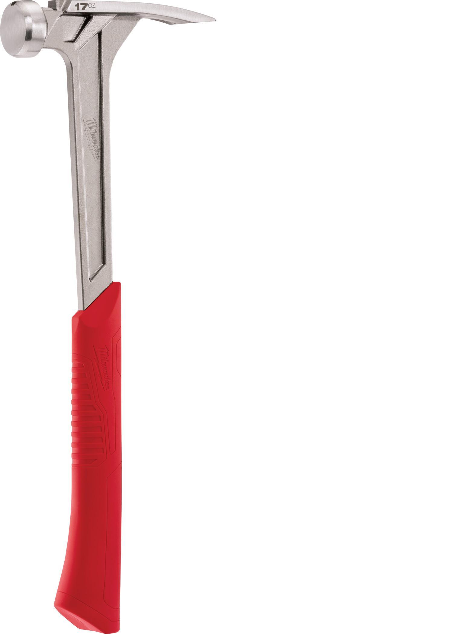 Milwaukee&reg; 48-22-9017 Framing Hammer, 16-1/8 in OAL, Smooth Face, 17 oz Steel Head, Anti-Ring Straight Claw