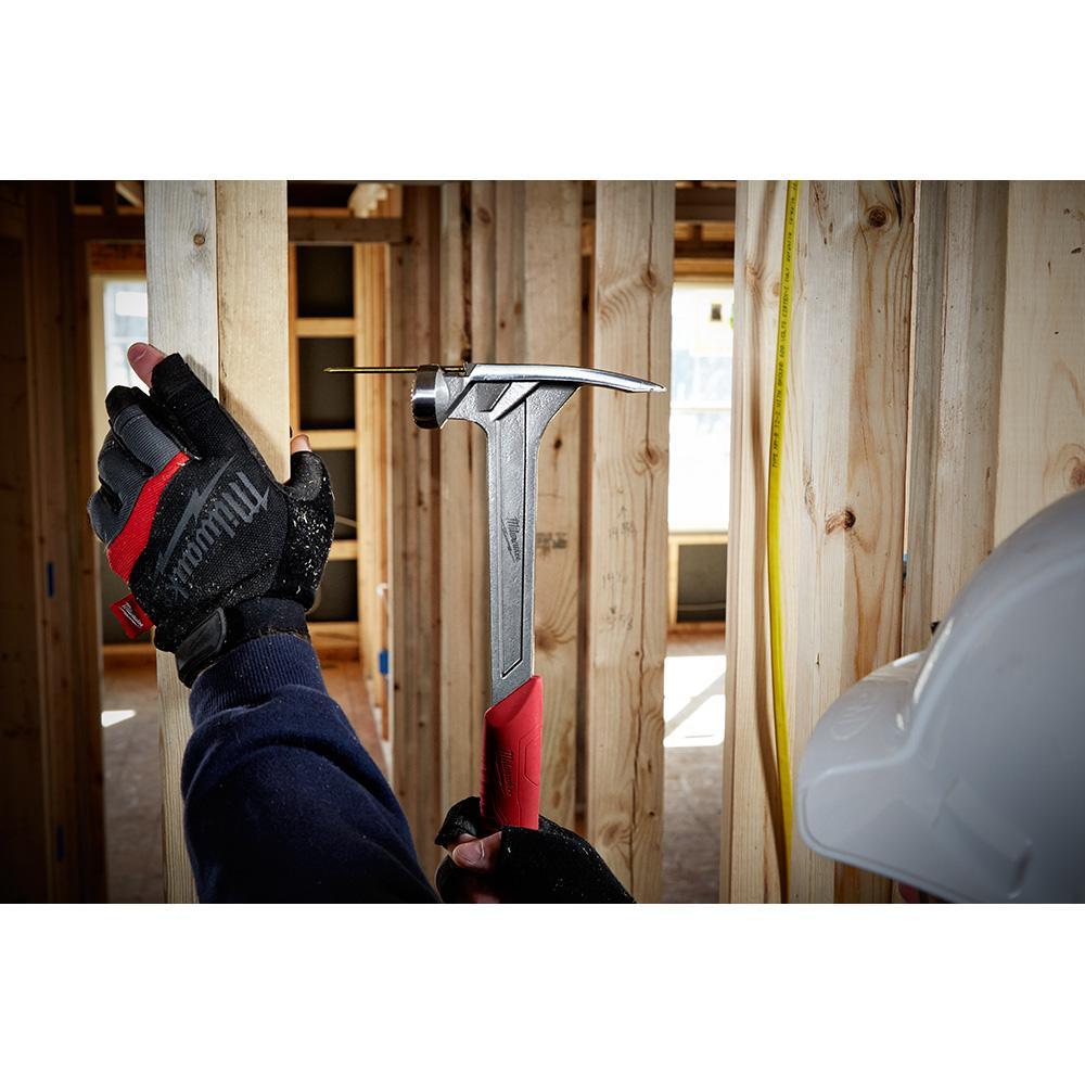 Milwaukee&reg; 48-22-9017 Framing Hammer, 16-1/8 in OAL, Smooth Face, 17 oz Steel Head, Anti-Ring Straight Claw