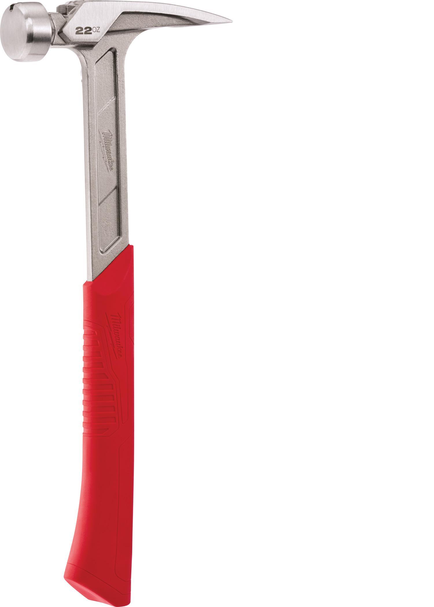 Milwaukee&reg; 48-22-9023 Framing Hammer, 15 in OAL, Smooth Face, 22 oz Steel Head, Asymmetrical Anti-Ring Straight Claw