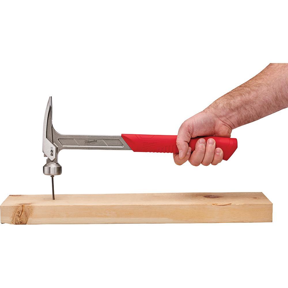 Milwaukee&reg; 48-22-9023 Framing Hammer, 15 in OAL, Smooth Face, 22 oz Steel Head, Asymmetrical Anti-Ring Straight Claw