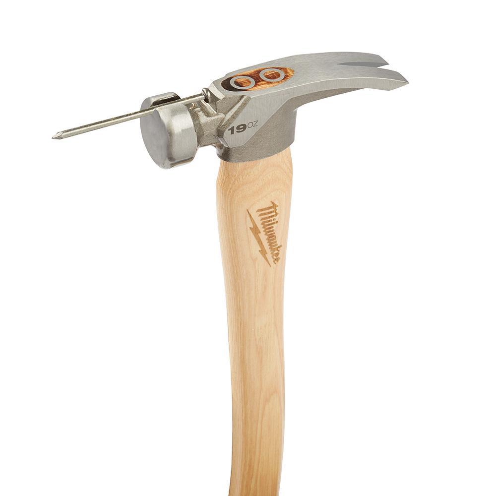 Milwaukee&reg; 48-22-9519 Framing Hammer, 16.063 in OAL, Smooth Face, 19 oz Forged Steel Head, Anti-Ring Claw, Hickory Handle