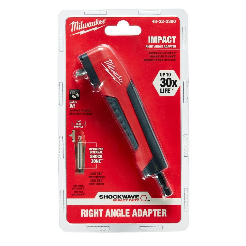 Milwaukee&reg; SHOCKWAVE&trade; 48-32-2390 Right Angle Adapter, For Use With Impact/Drill Drivers and 1/4 in Hex Shank Accessories