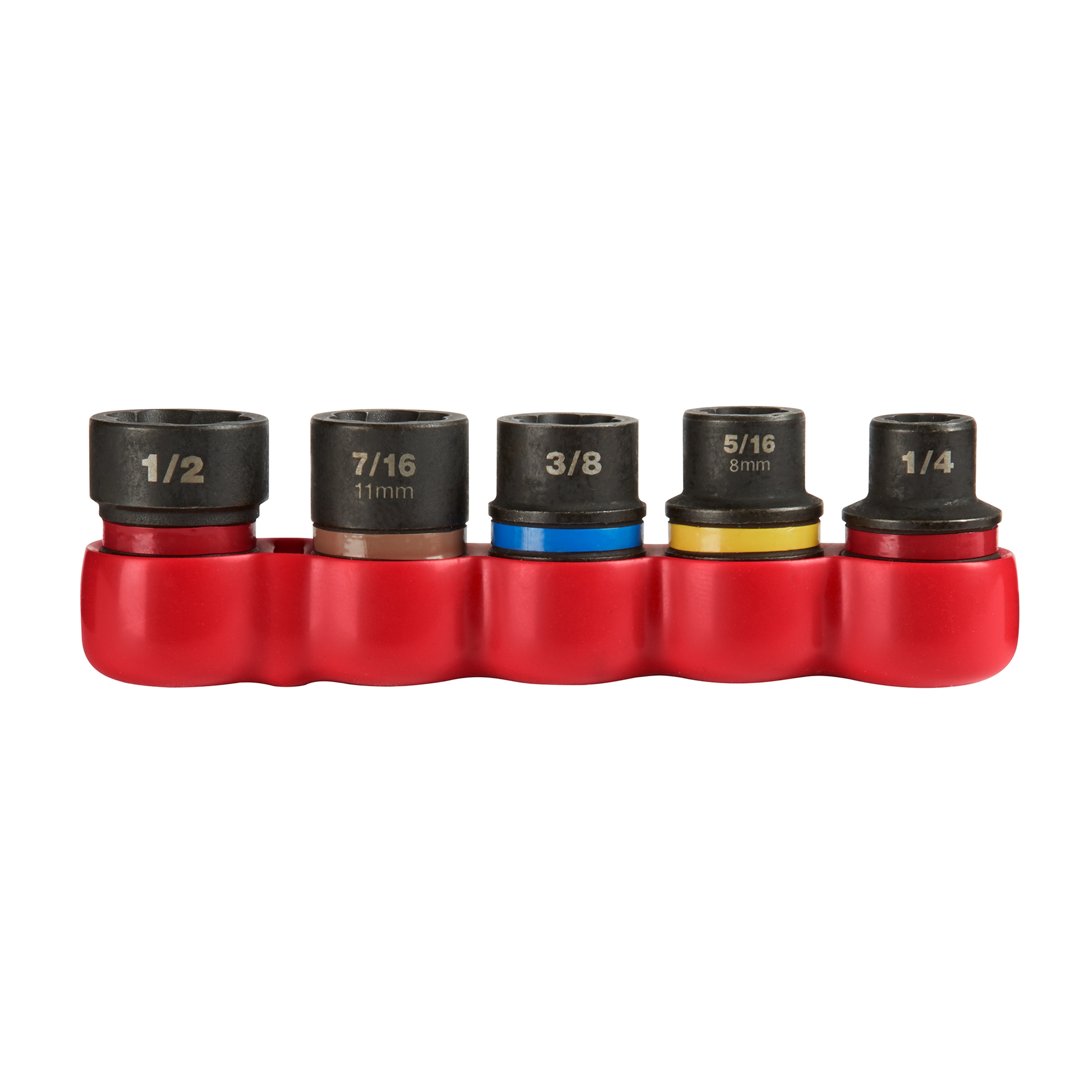 Milwaukee&reg; SHOCKWAVE&trade; 48-32-8000 Impact Extractor Set, For Use With Quick-Change Impact Driver and 1/4 to 1/2 in Common Sized Fastener, 1/4 in, 5/16 in, 3/8 in, 7/16 in, 1/2 in Bit/Drill Size, 1/4 in Shank Dia, Hexagonal Shank