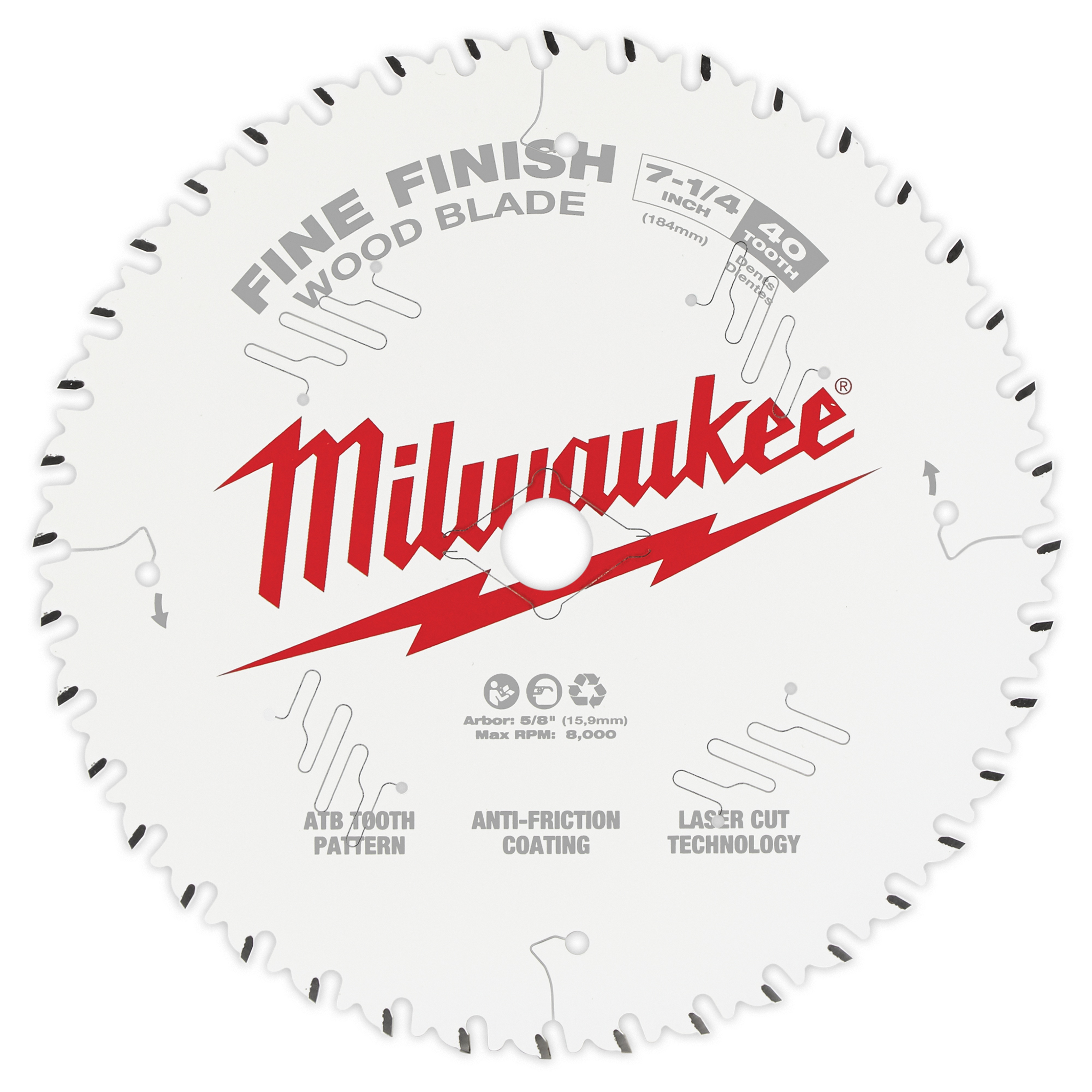 Milwaukee&reg; 48-40-1222 Combination General Purpose Thin Kerf Circular Saw Blade, 12 in Dia x 1.05 in THK, 1 in Arbor, Carbide Blade, 60 Teeth