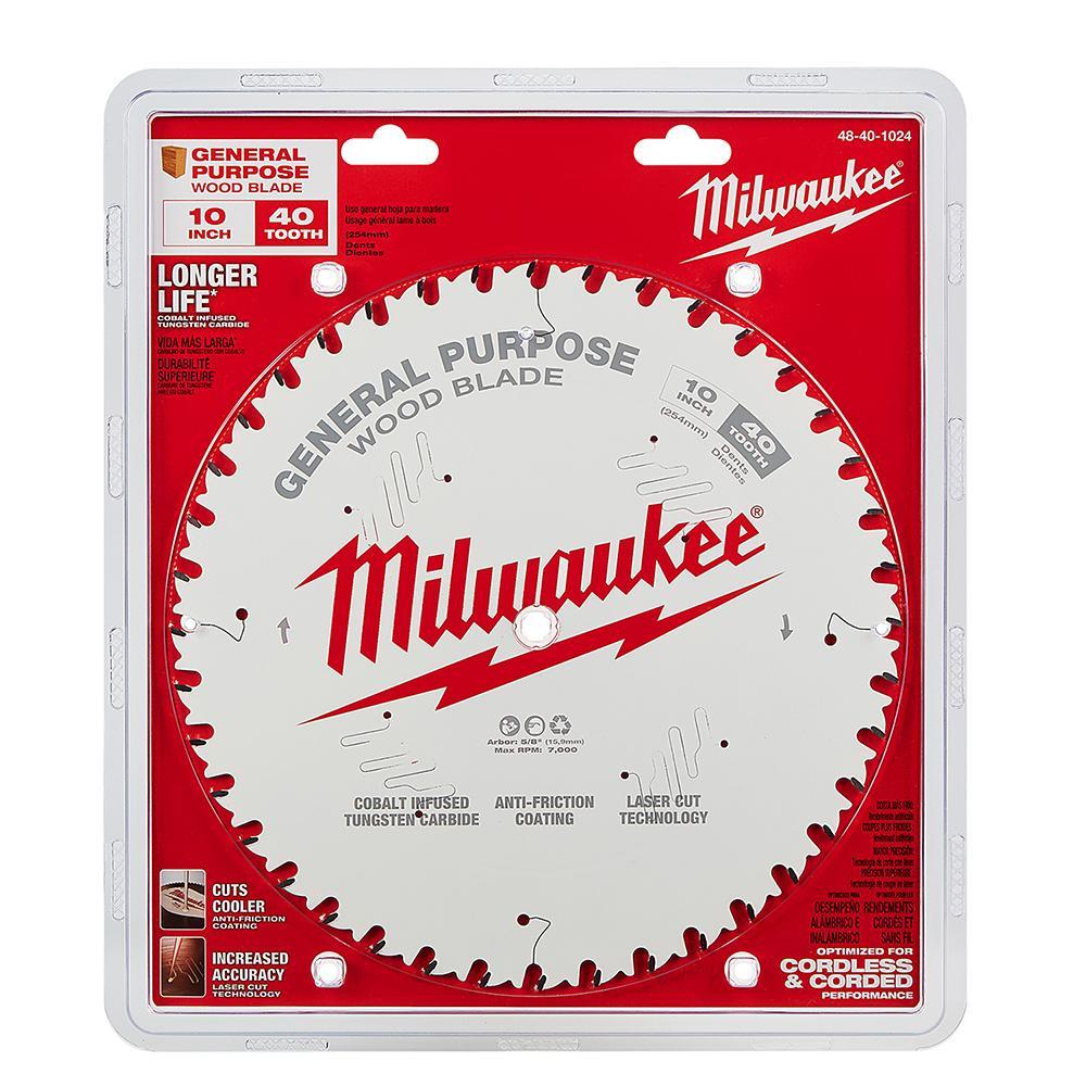 Milwaukee&reg; 48-40-1026 Combination Thin Kerf Circular Saw Blade, 10 in Dia x 1.05 in THK, 5/8 in Arbor, Carbide Blade, 50 Teeth