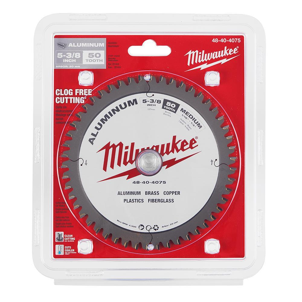 Milwaukee&reg; MetalTech&trade; 48-40-4075 Circular Saw Blade, 5-3/8 in Dia x 0.05 in THK, 20 mm Arbor, Alloy Steel Blade, 50 Teeth