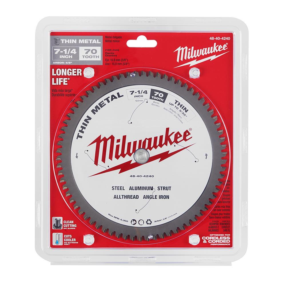 Milwaukee&reg; 48-40-4515 Circular Saw Blade, 8 in Dia x 0.073 in THK, 5/8 in Arbor, Hardened Steel Blade, 42 Teeth