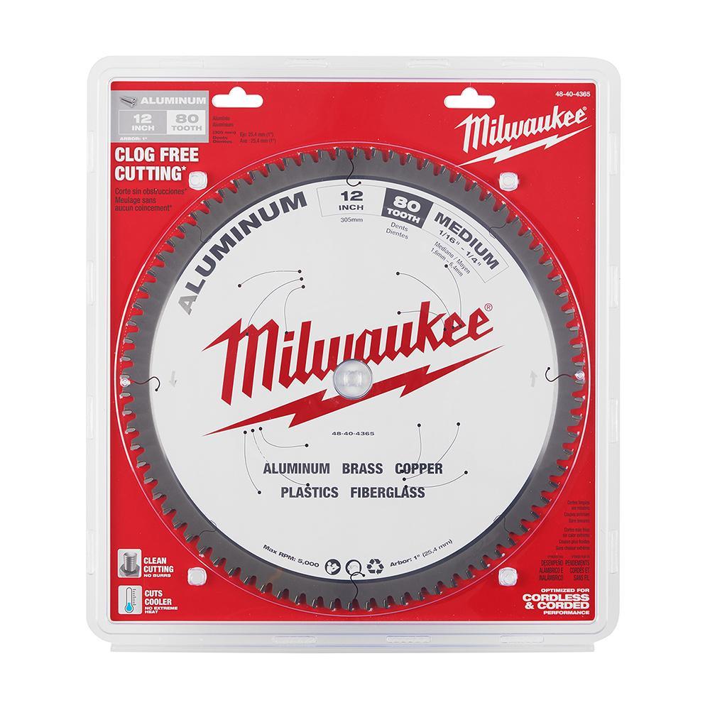 Milwaukee&reg; 48-40-4365 Laser-Cut Circular Saw Blade, 12 in Dia x 0.05 in THK, 1 in Arbor, 80 Teeth