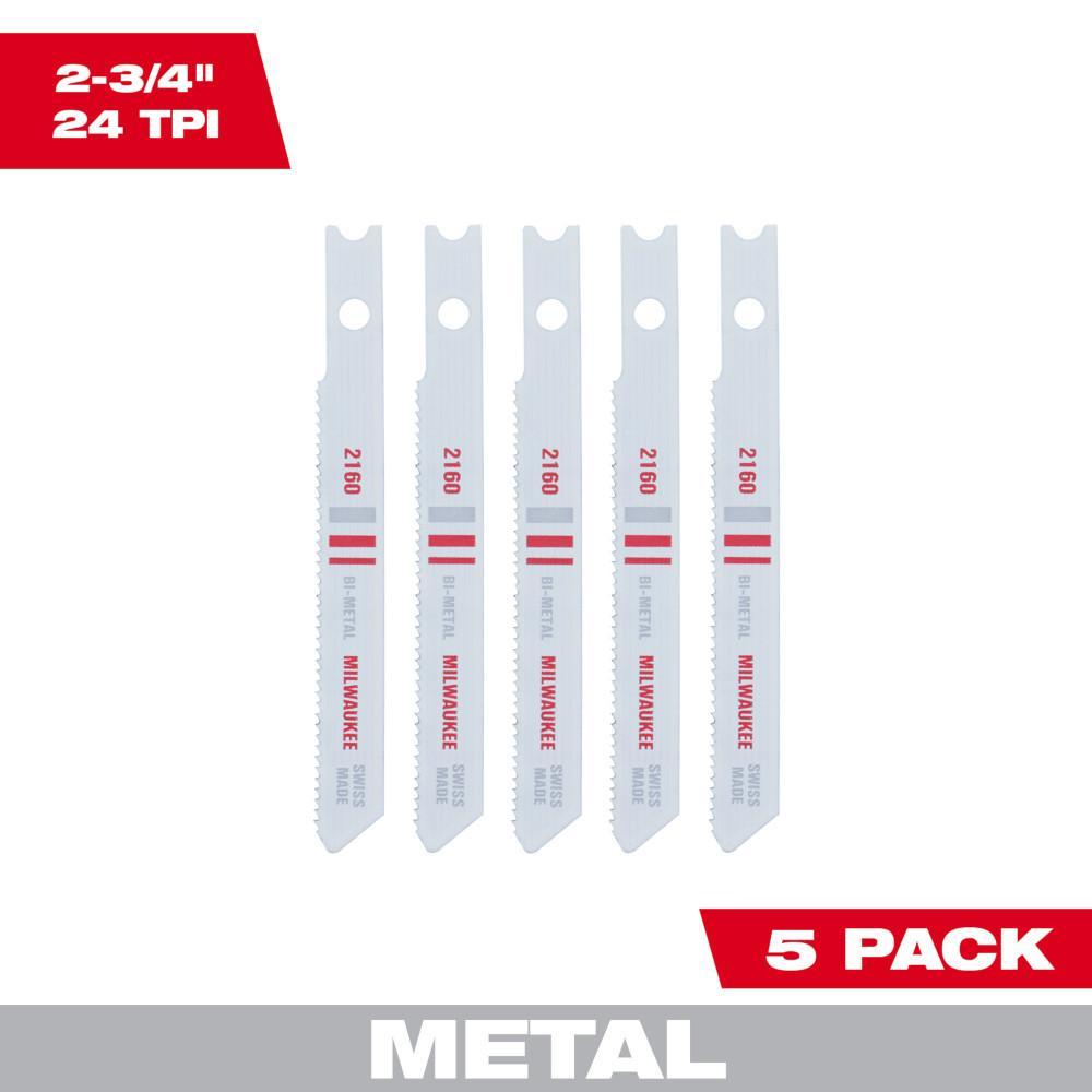 Milwaukee&reg; 48-42-2160 Jig Saw Blade, 2-3/4 in L x 9/32 in W, 24 TPI, Bi-Metal Cutting Edge, Bi-Metal Body
