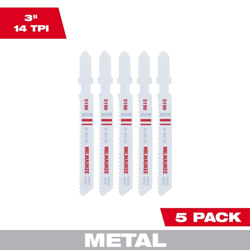 Milwaukee&reg; 48-42-5190 Heavy Duty Jig Saw Blade, 3 in L x 9/32 in W, 14 TPI, Bi-Metal Cutting Edge, Bi-Metal Body