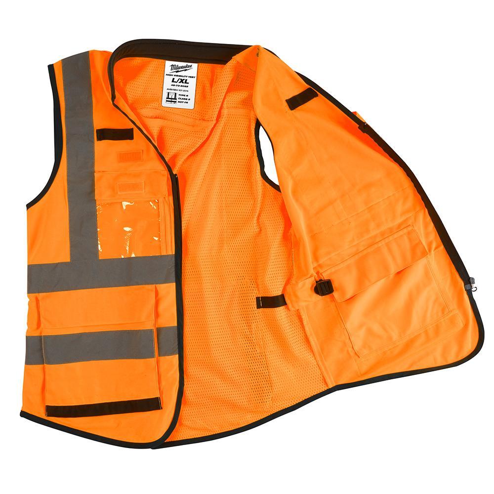 Milwaukee&reg; 48-73-5053 Performance Safety Vest, 2XL/3XL, Hi-Viz Orange, Polyester, Hook and Loop/Zipper Closure, 15 Pockets, ANSI Class: Class 2, ANSI/ISEA 107-15 Type R