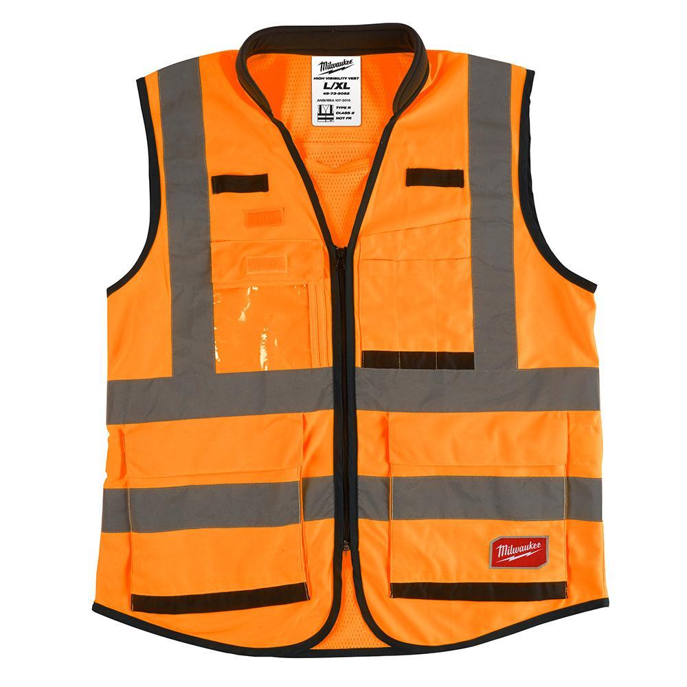 Milwaukee&reg; 48-73-5053 Performance Safety Vest, 2XL/3XL, Hi-Viz Orange, Polyester, Hook and Loop/Zipper Closure, 15 Pockets, ANSI Class: Class 2, ANSI/ISEA 107-15 Type R