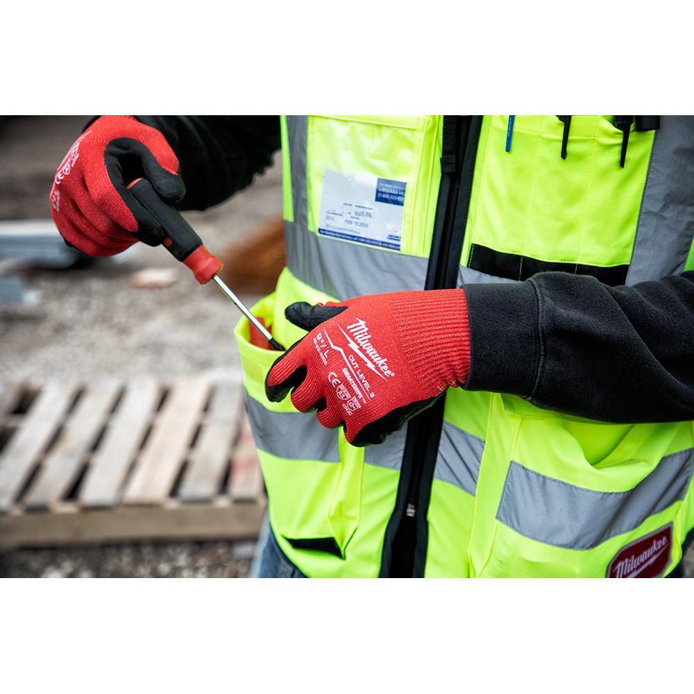Milwaukee&reg; 48-73-5083 Performance Safety Vest, 2XL/3XL, Hi-Viz Yellow, Polyester, Hook and Loop/Zipper Closure, 15 Pockets, ANSI Class: Class 2, ANSI/ISEA 107-15 Type R