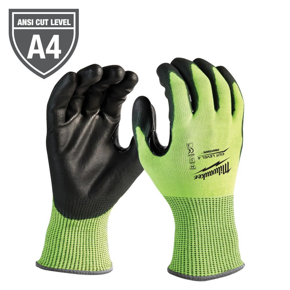 Milwaukee&reg; 48-73-8942 High Visibility Cut-Resistant Gloves, L, Nitrile Coating, Polyurethane, Knit Wrist Cuff, Resists: Abrasion, Cut, Puncture and Tear, ANSI Cut-Resistance Level: A4, ANSI Puncture-Resistance Level: A3