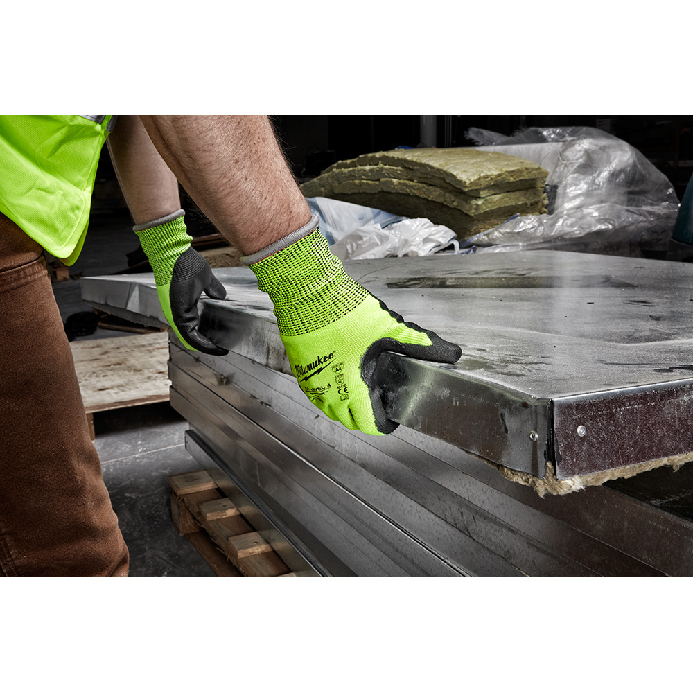 Milwaukee&reg; 48-73-8942 High Visibility Cut-Resistant Gloves, L, Nitrile Coating, Polyurethane, Knit Wrist Cuff, Resists: Abrasion, Cut, Puncture and Tear, ANSI Cut-Resistance Level: A4, ANSI Puncture-Resistance Level: A3