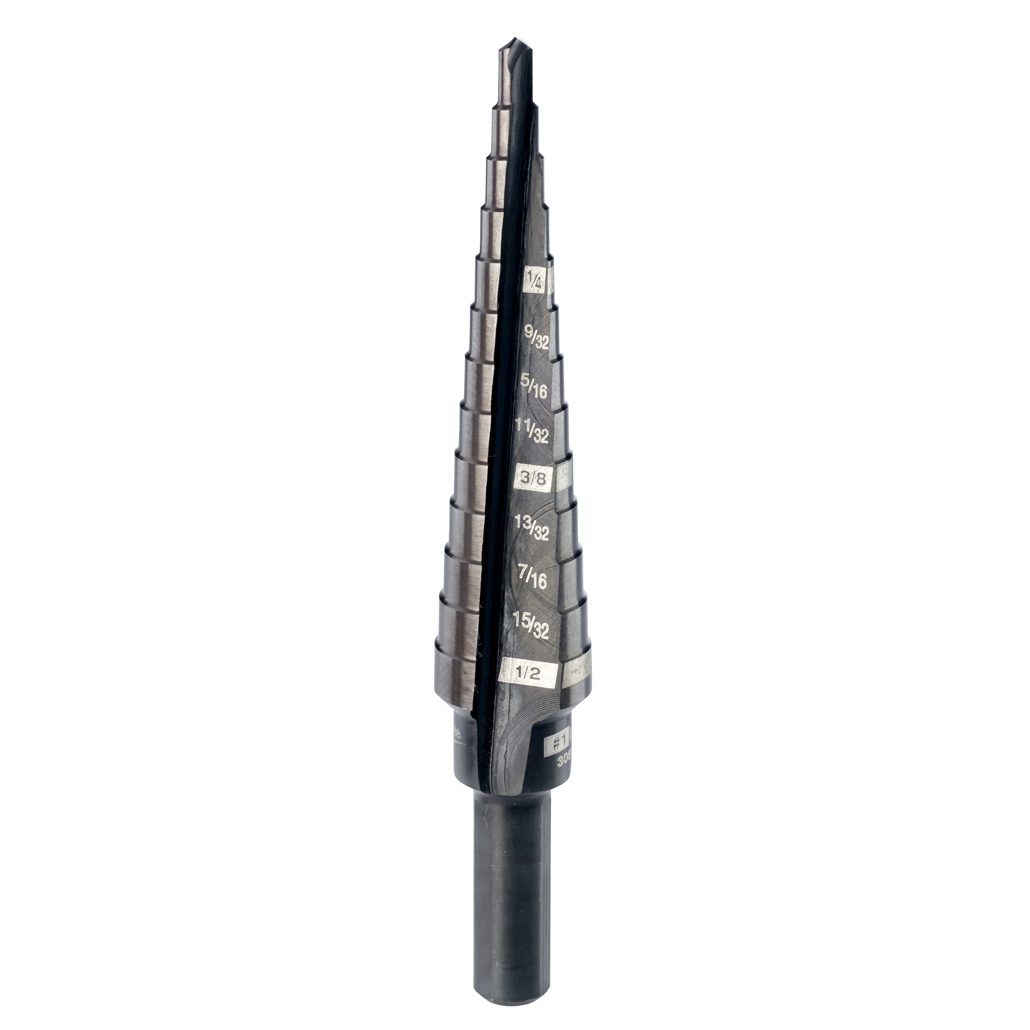 Irwin&reg; Unibit&reg; 10233CB Step Drill Bit, 1/4 in Dia Min Hole, 9 Steps, M35 HSS-Co 5, 9 Hole Sizes, 3/8 in Shank