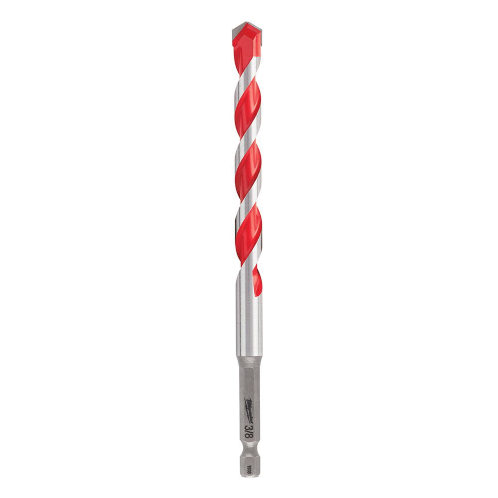 Milwaukee® 48-20-9021 SHOCKWAVE™ Single Ended Hammer Drill Bit, 3/8 in Drill Bit, 1/4 in Hex Shank, 4 in D Cutting, Carbide Cutting Edge, 6 in OAL