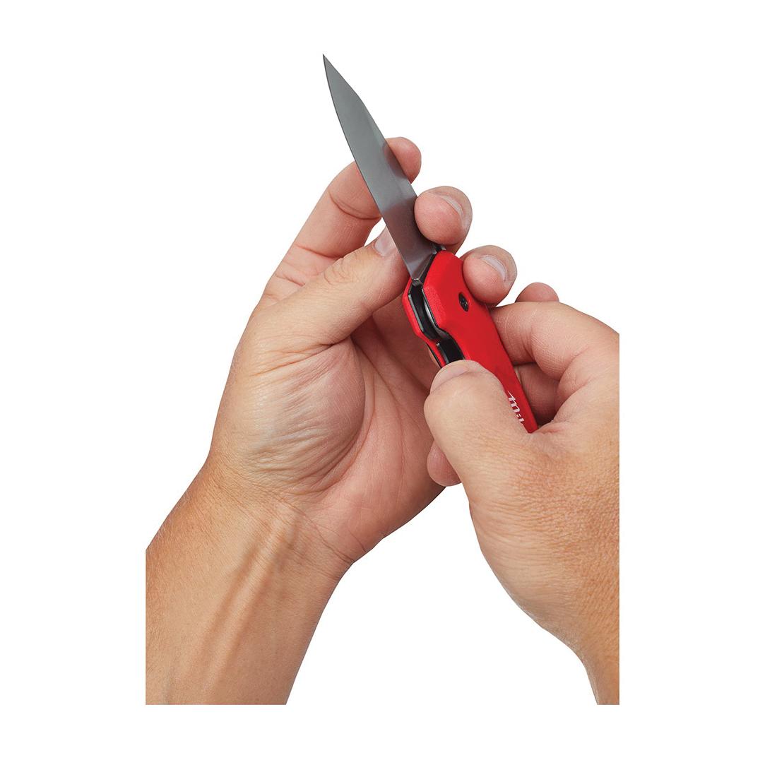 Milwaukee&reg; 48-22-1521 Compact Sharpenable Folding Knife, Stainless Steel Straight Edge Blade, 2-1/4 in L Blade, Thumb Hole Opening
