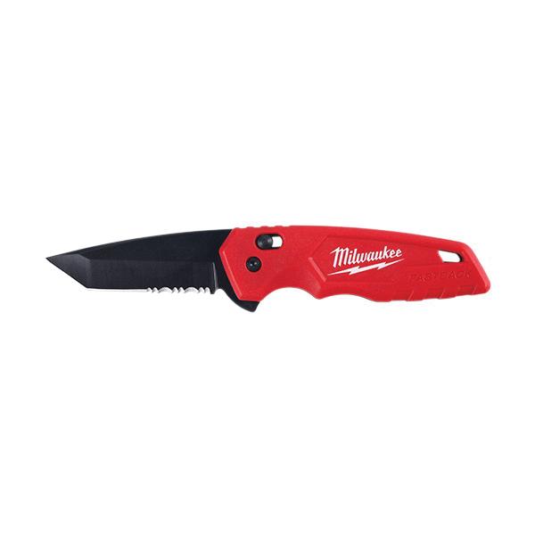 Milwaukee&reg; FASTBACK&trade; 48-22-1530 Spring Assisted Folding Knife, Stainless Steel Tanto Blade, Serrated Edge, Slide-Lock Opening