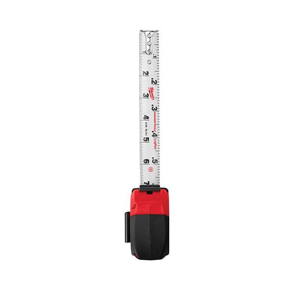 Milwaukee&reg; 48-22-6625E Compact Measuring Tape With Engineer Scale and Belt Clip, 25 ft L x 25 mm W Blade, Steel Blade, 1/16 in Graduation