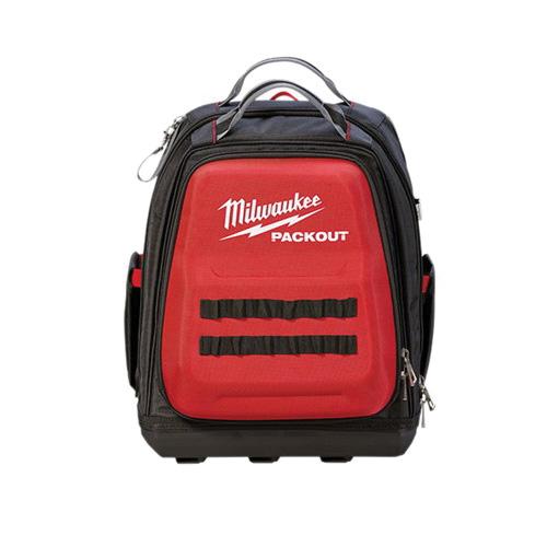 Milwaukee® 48-22-8202 Low Profile Backpack, 1680D Ballistic Nylon, Black/Red