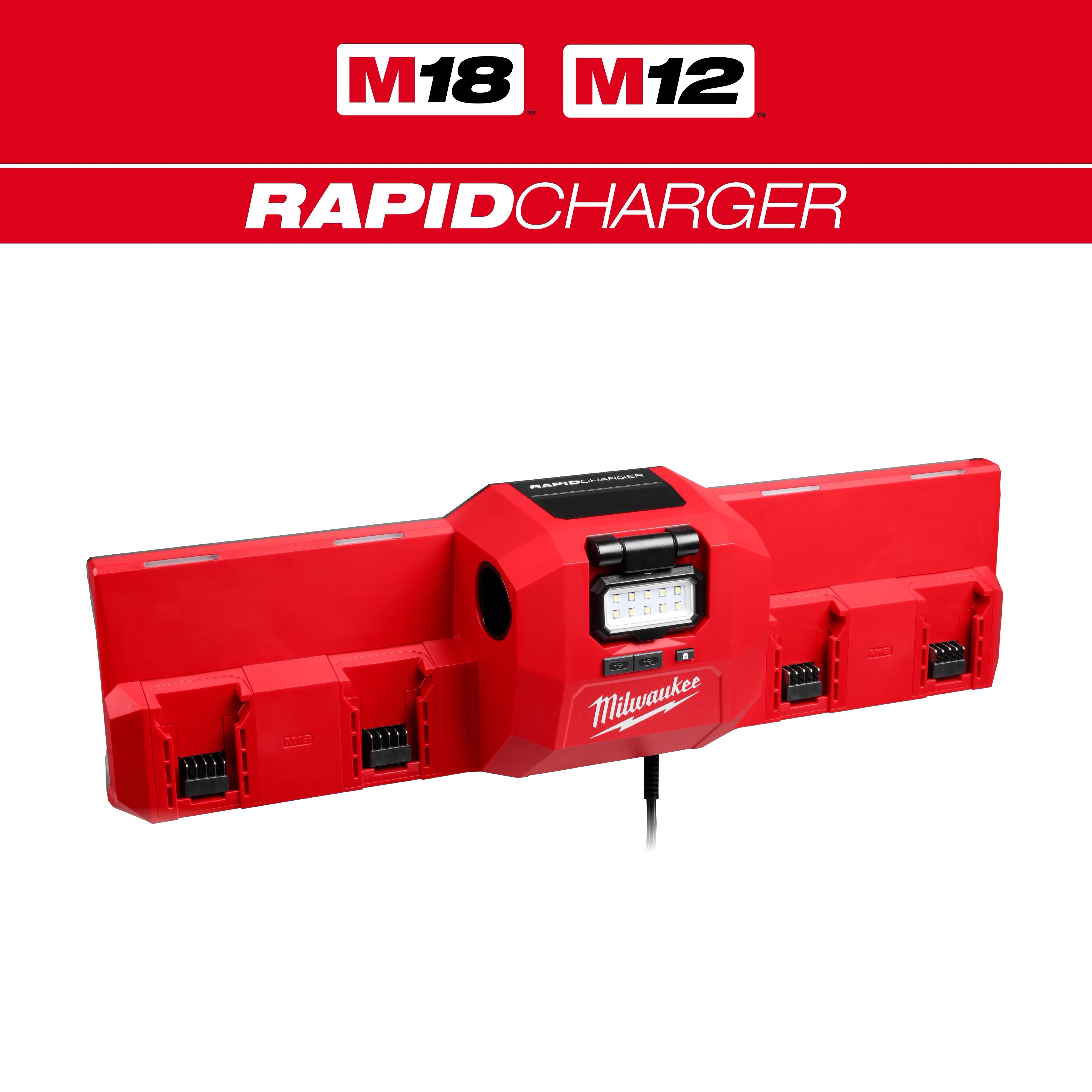 Milwaukee® 48-59-1804 Rapid Charger, For Use With M18 and M12 Batteries, (2) Batteries
