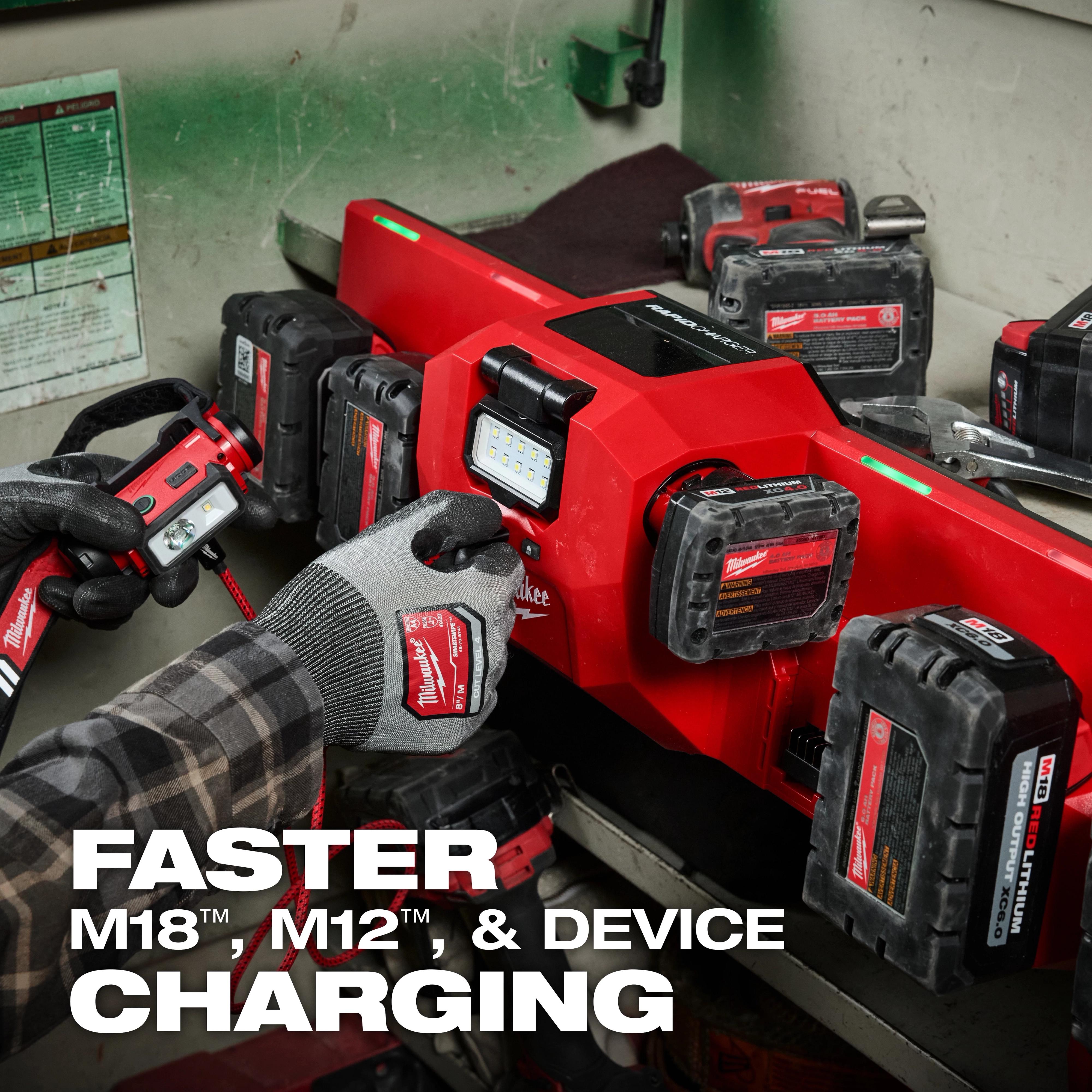 Milwaukee® 48-59-1804 Rapid Charger, For Use With M18 and M12 Batteries, (2) Batteries