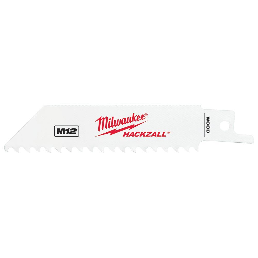 Milwaukee&reg; HACKZALL&trade; 49-00-5460 Tapered Back Thin Kerf Reciprocating Saw Blade, 4 in L x 3/4 in W, 6 TPI, Bi-Metal Body, QUIK-LOK&trade; Tang