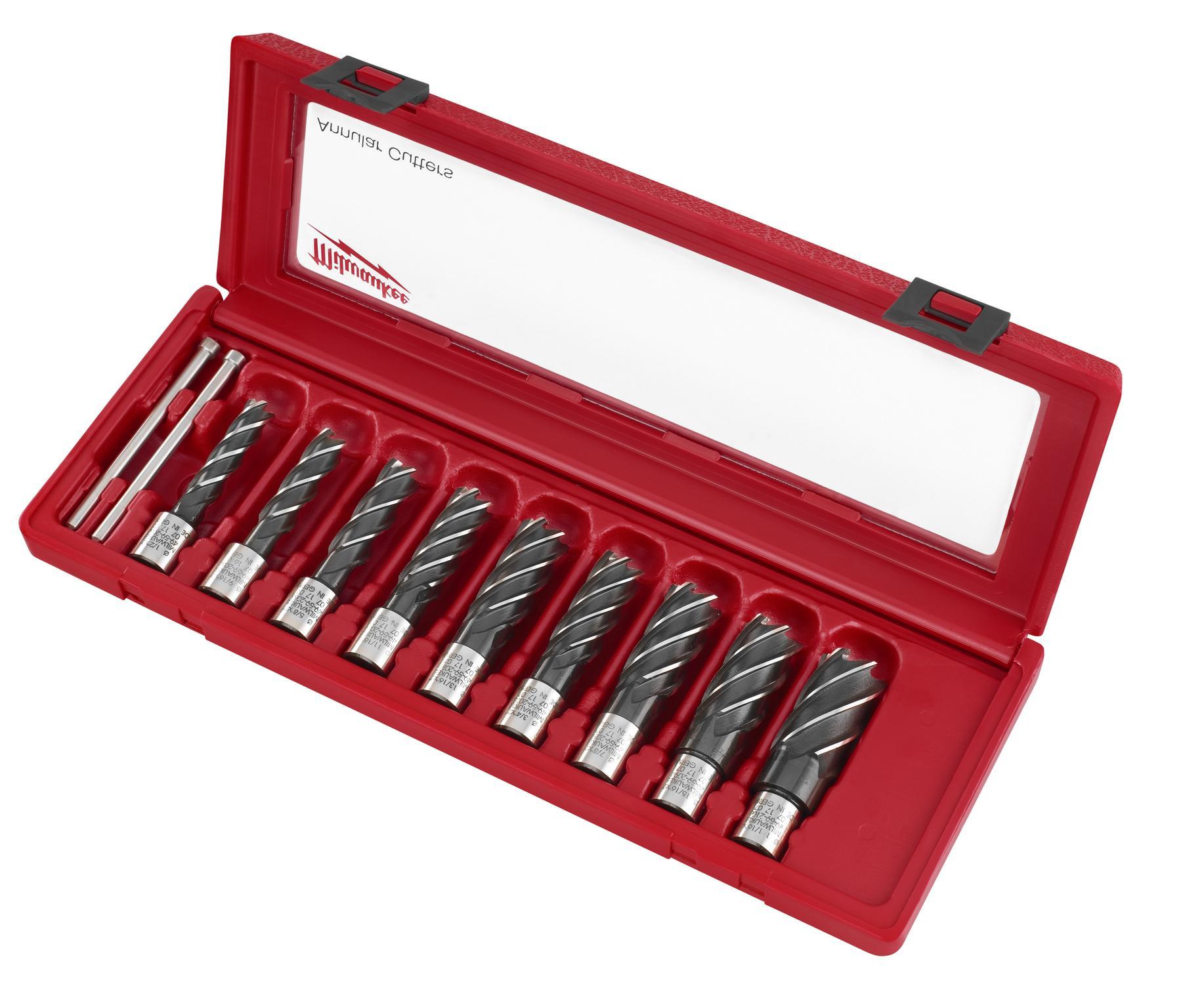 Milwaukee&reg; 49-22-8410 9-Piece Annular Cutter Kit, 2 in D Cutting, 9 Pieces, For Use With Magnetic Drill Press, HSS