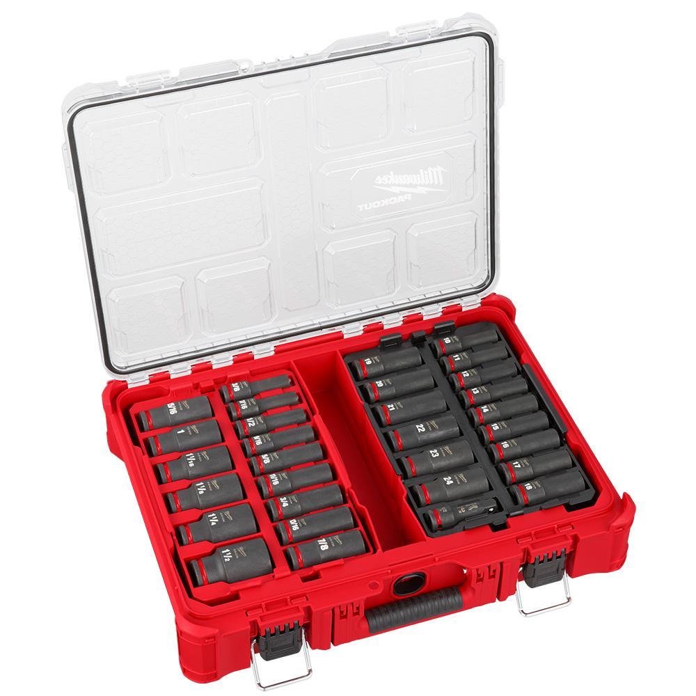 Milwaukee&reg; SHOCKWAVE&trade; Impact Duty&trade; 49-66-7013 Standard Socket Set, ASME Specified, 6 Points, 1/2 in Drive, 14 Pieces, Hex, Included Socket Size: 10 mm, 11 mm, 12 mm, 13 mm, 14 mm, 15 mm, 16 mm, 17 mm, 18 mm, 19 mm, 21 mm, 22 mm, 26 mm and 27 mm