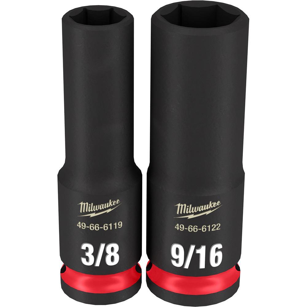Milwaukee&reg; SHOCKWAVE&trade; Impact Duty&trade; 49-66-7006 Deep Socket Set, ASME Specified, 6 Points, 3/8 in Drive, 12 Pieces, Hex, Included Socket Size: 5/16 in, 3/8 in, 7/16 in, 1/2 in, 9/16 in, 5/8 in, 11/16 in, 3/4 in, 13/16 in, 7/8 in, 15/16 in and 1 in