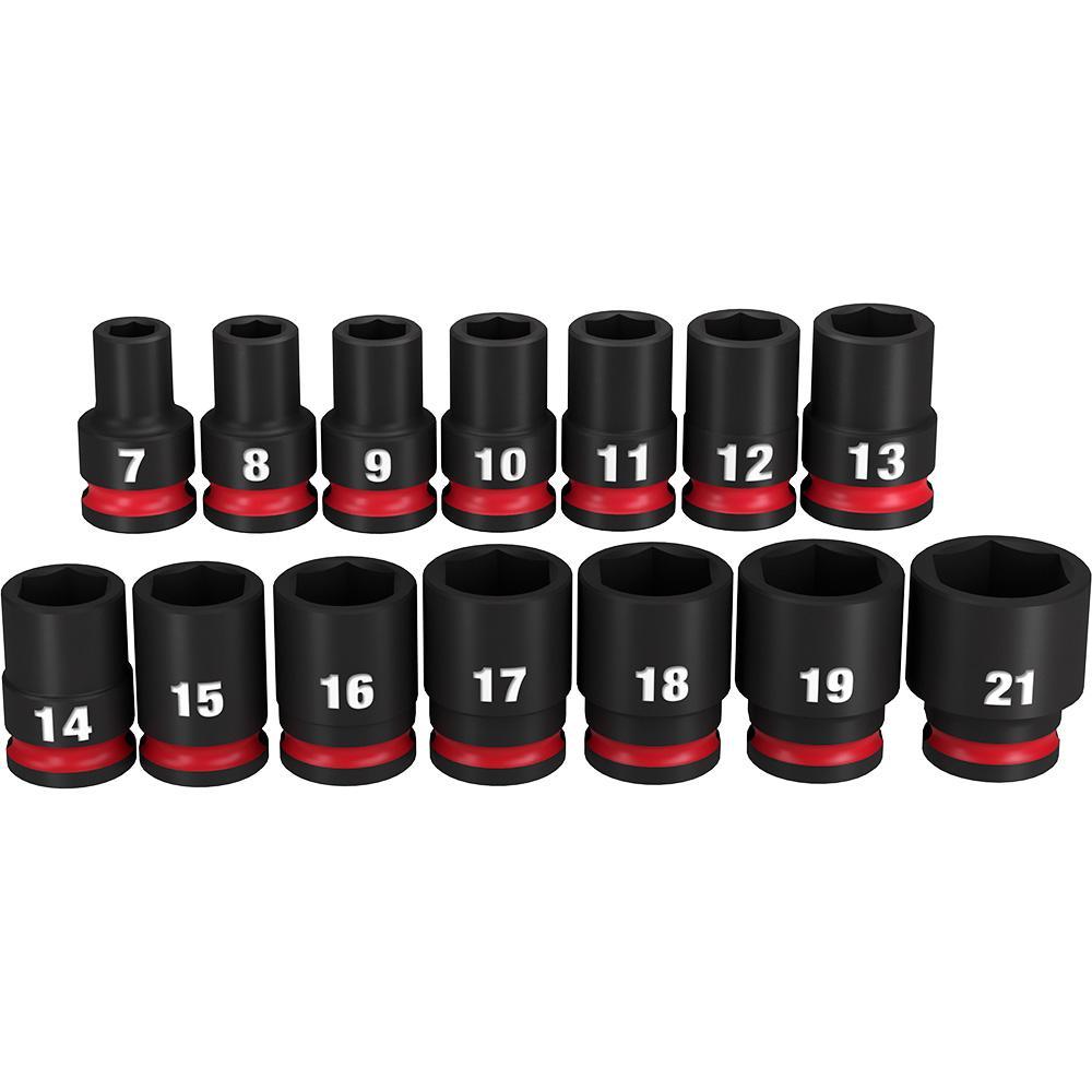 Milwaukee&reg; SHOCKWAVE&trade; Impact Duty&trade; 49-66-7007 Standard Socket Set, ASME Specified, 6 Points, 3/8 in Drive, 14 Pieces, Hex, Included Socket Size: 7 mm, 8 mm, 9 mm, 10 mm, 11 mm, 12 mm, 13 mm, 14 mm, 15 mm, 16 mm, 17 mm, 18 mm, 19 mm and 21 mm