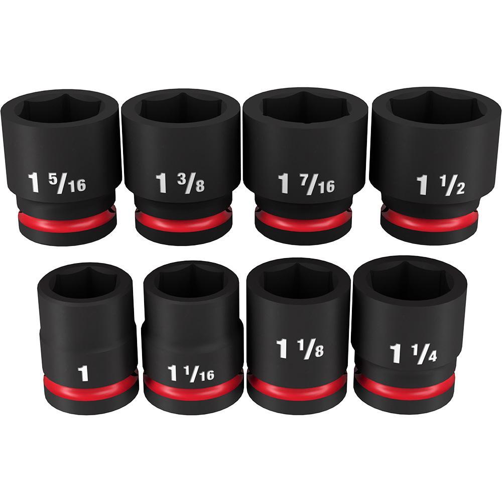 Milwaukee&reg; SHOCKWAVE&trade; Impact Duty&trade; 49-66-7017 Standard Socket Set, ASME Specified, 6 Points, 3/4 in Drive, 8 Pieces, Hex, Included Socket Size: 1 in, 1-1/16 in, 1-1/8 in, 1-1/4 in, 1-5/16 in, 1-3/8 in, 1-7/16 in and 1-1/2 in, Case Container