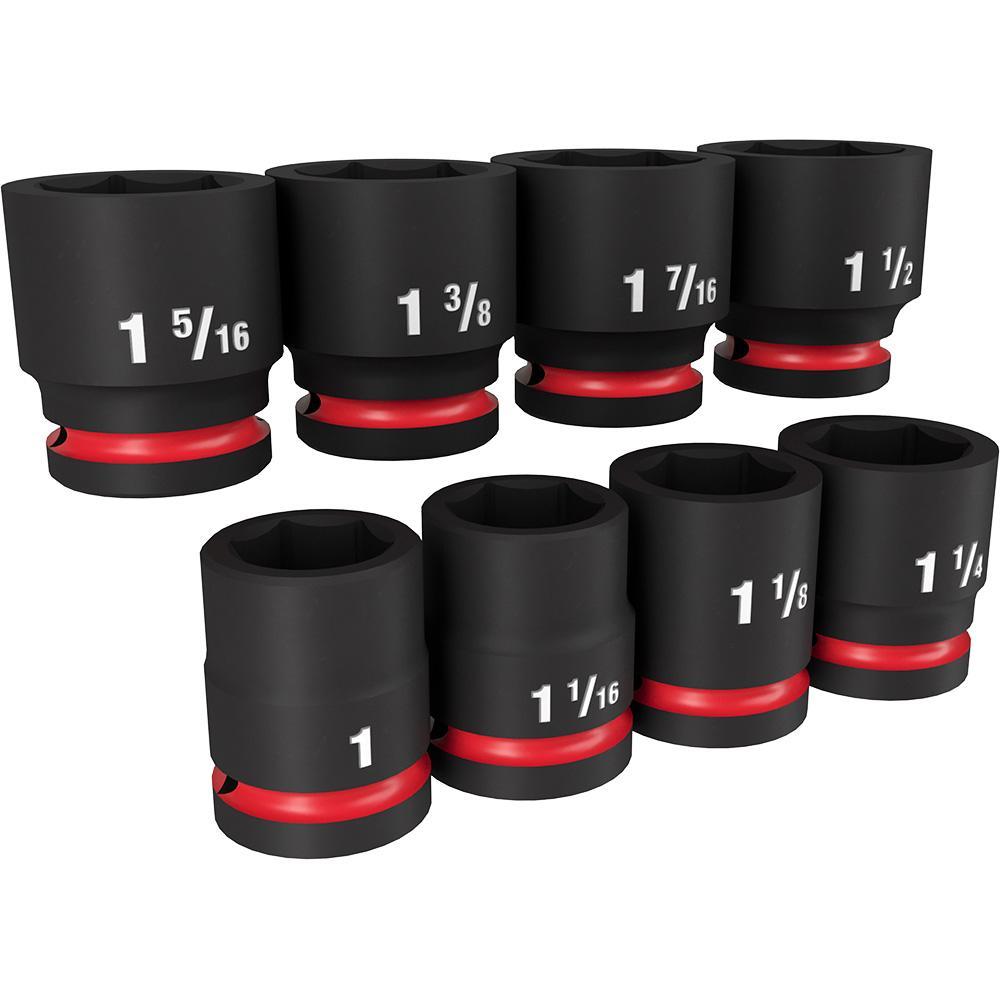 Milwaukee&reg; SHOCKWAVE&trade; Impact Duty&trade; 49-66-7017 Standard Socket Set, ASME Specified, 6 Points, 3/4 in Drive, 8 Pieces, Hex, Included Socket Size: 1 in, 1-1/16 in, 1-1/8 in, 1-1/4 in, 1-5/16 in, 1-3/8 in, 1-7/16 in and 1-1/2 in, Case Container