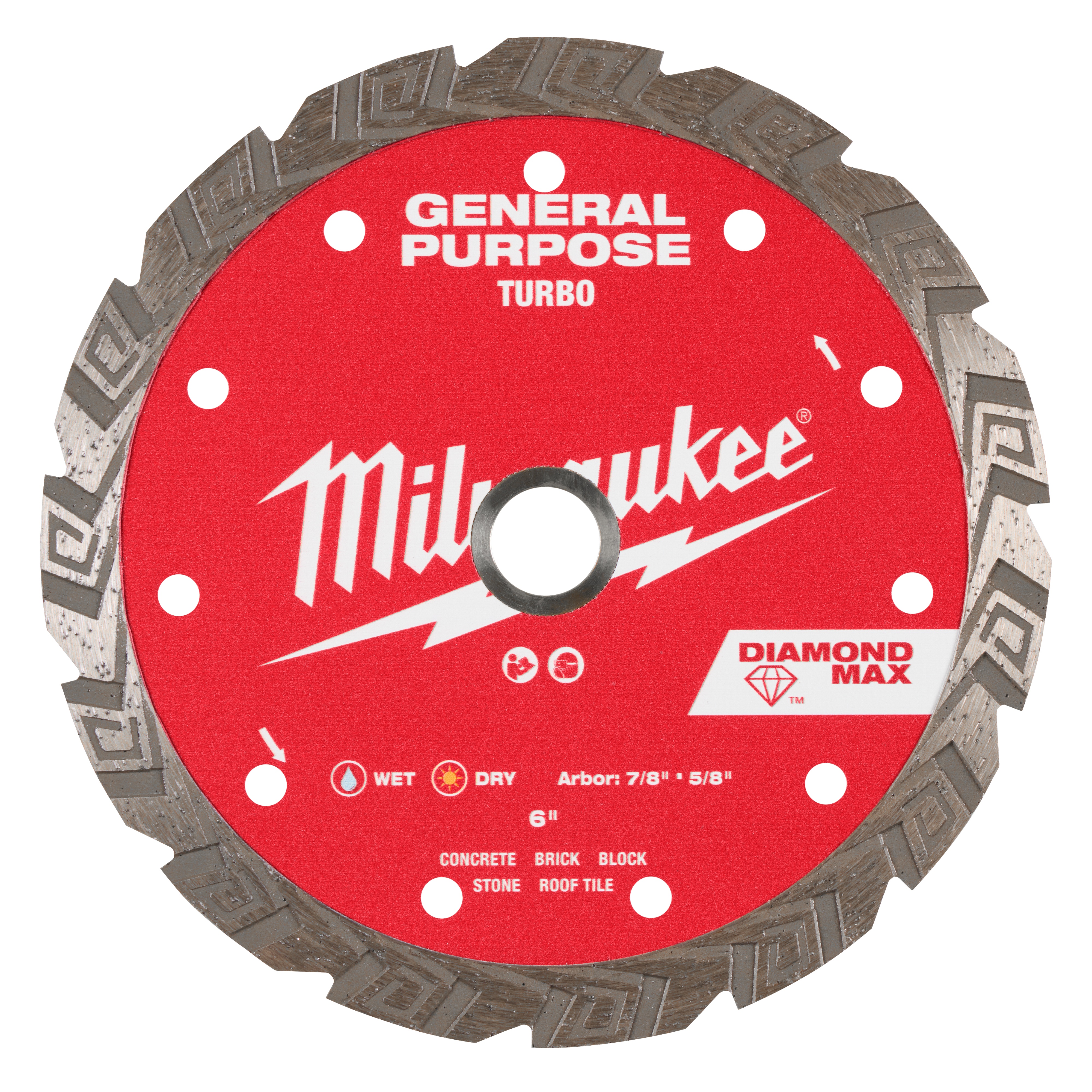Milwaukee&reg; 49-93-7240 Circular Segmented Diamond Blade, 14 in Dia Blade, 1/8 in W, 1 in Arbor/Shank, Wet/Dry Cutting