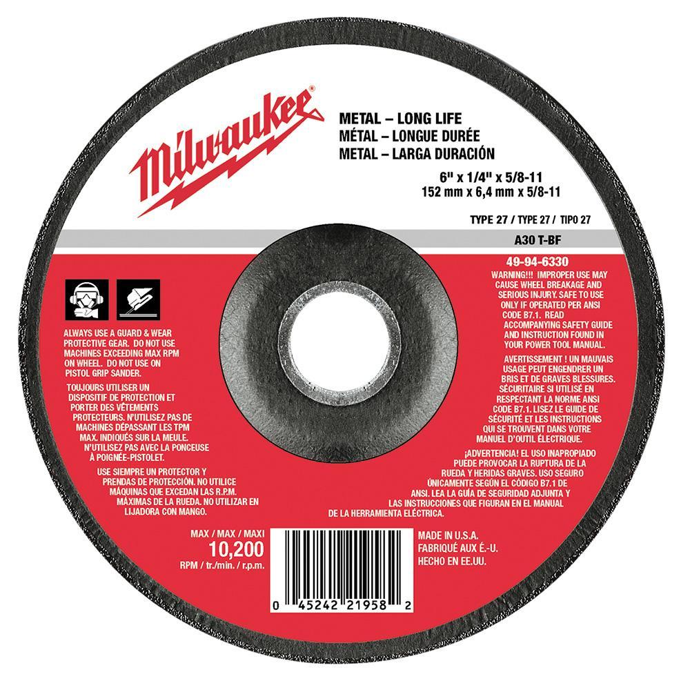 Tiger® 58070 Performance Line Depressed Center Grinding Wheel, 4-1/2 in Dia x 1/4 in THK, 24 Grit, Zirconia Alumina Abrasive