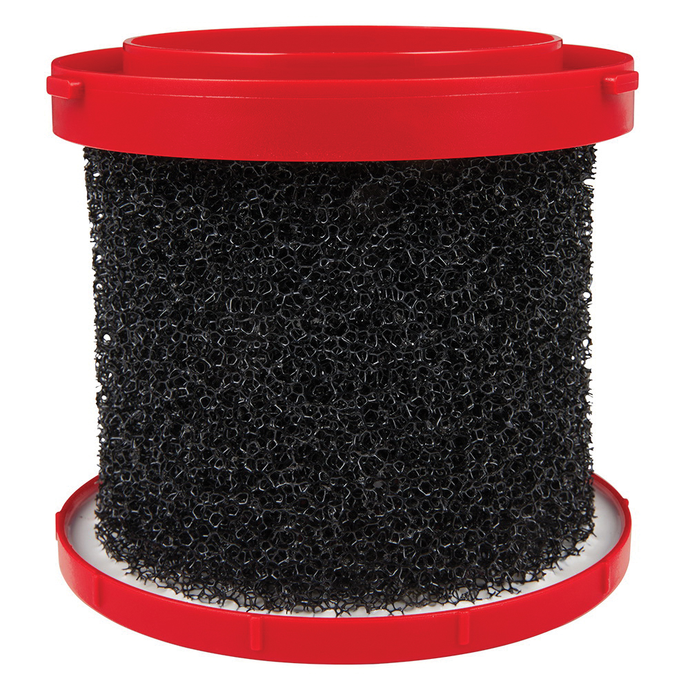 Milwaukee&reg; 49-90-2015 Foam Wet Filter, 5.1 in L x 5.1 in W x 4.6 in H, For Use With Model 0880-20, 0960-20 and 0970-20 Wet/Dry Vacuums, Plastic, Black/Red