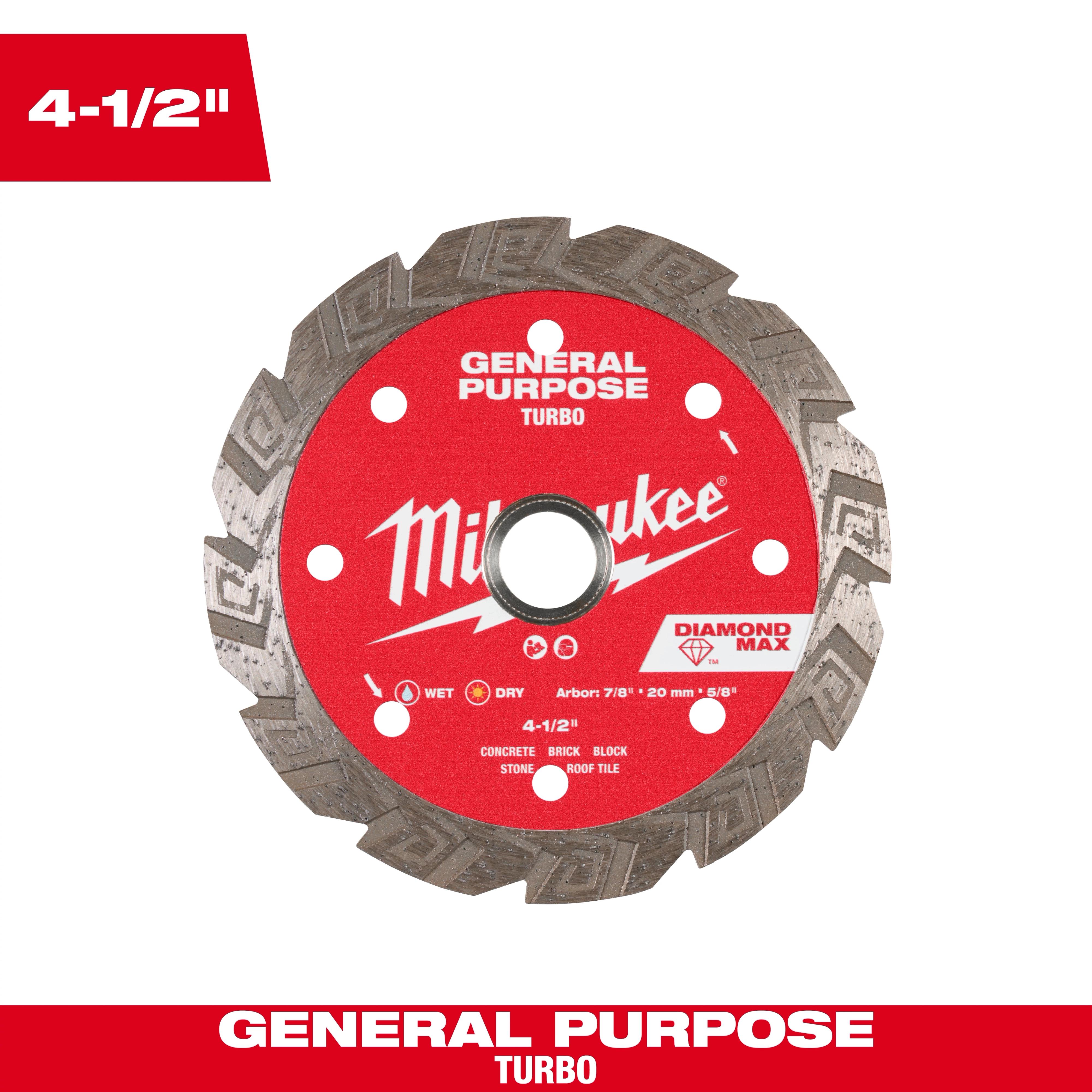 Milwaukee&reg; 49-94-3010 Diamond Tile Blade, 3 in Dia Blade, 41/64 in D Cutting, 3/8 in Arbor/Shank, Wet/Dry Cutting