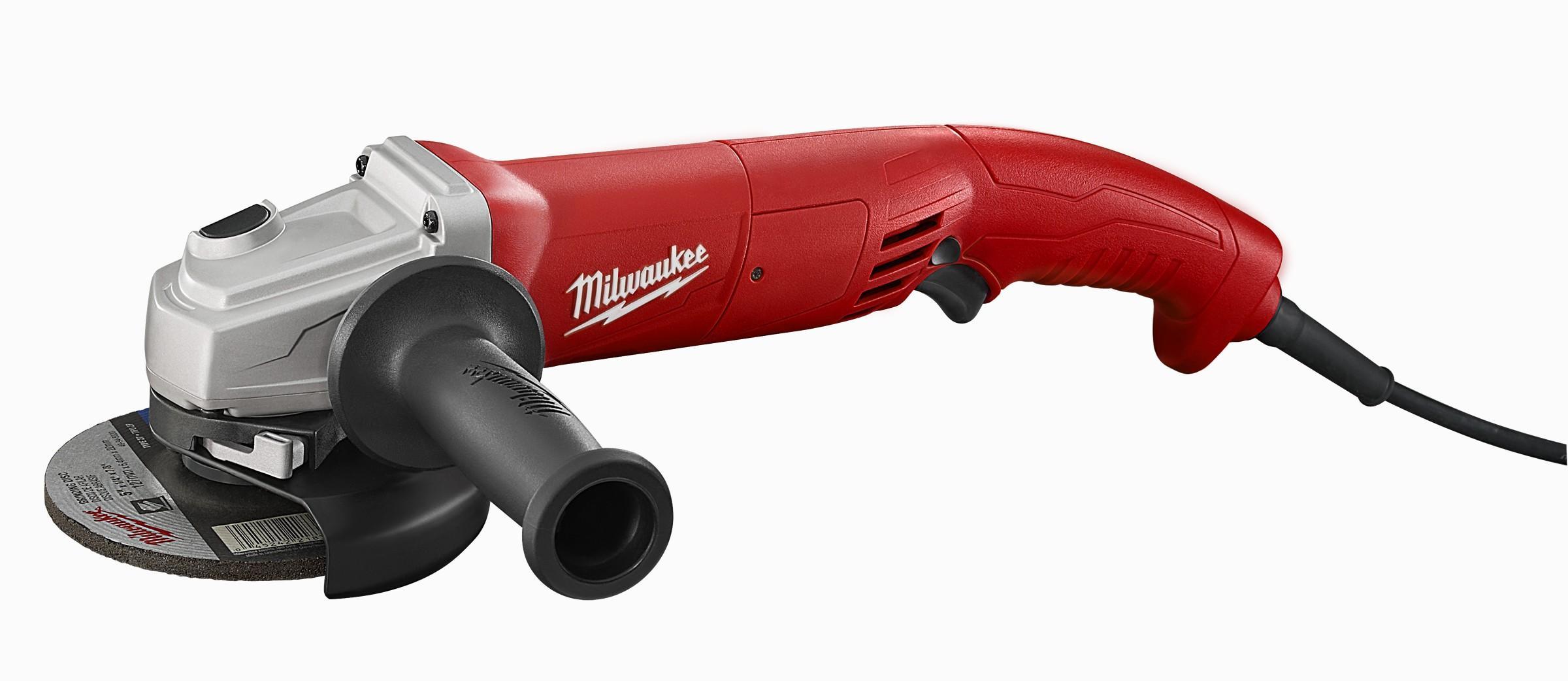 Milwaukee&reg; 6121-31A Double Insulated Small Angle Grinder, 5 in Dia Wheel, 5/8-11 Arbor/Shank, 120 V AC, Black/Red/Silver