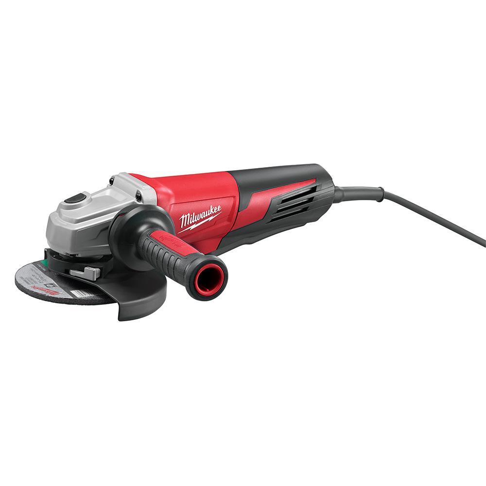 product Milwaukee® 6124-30 Double Insulated Small Angle Grinder, 5 in Dia Wheel, 5/8-11 Arbor/Shank, 120 VAC, Black/Red
