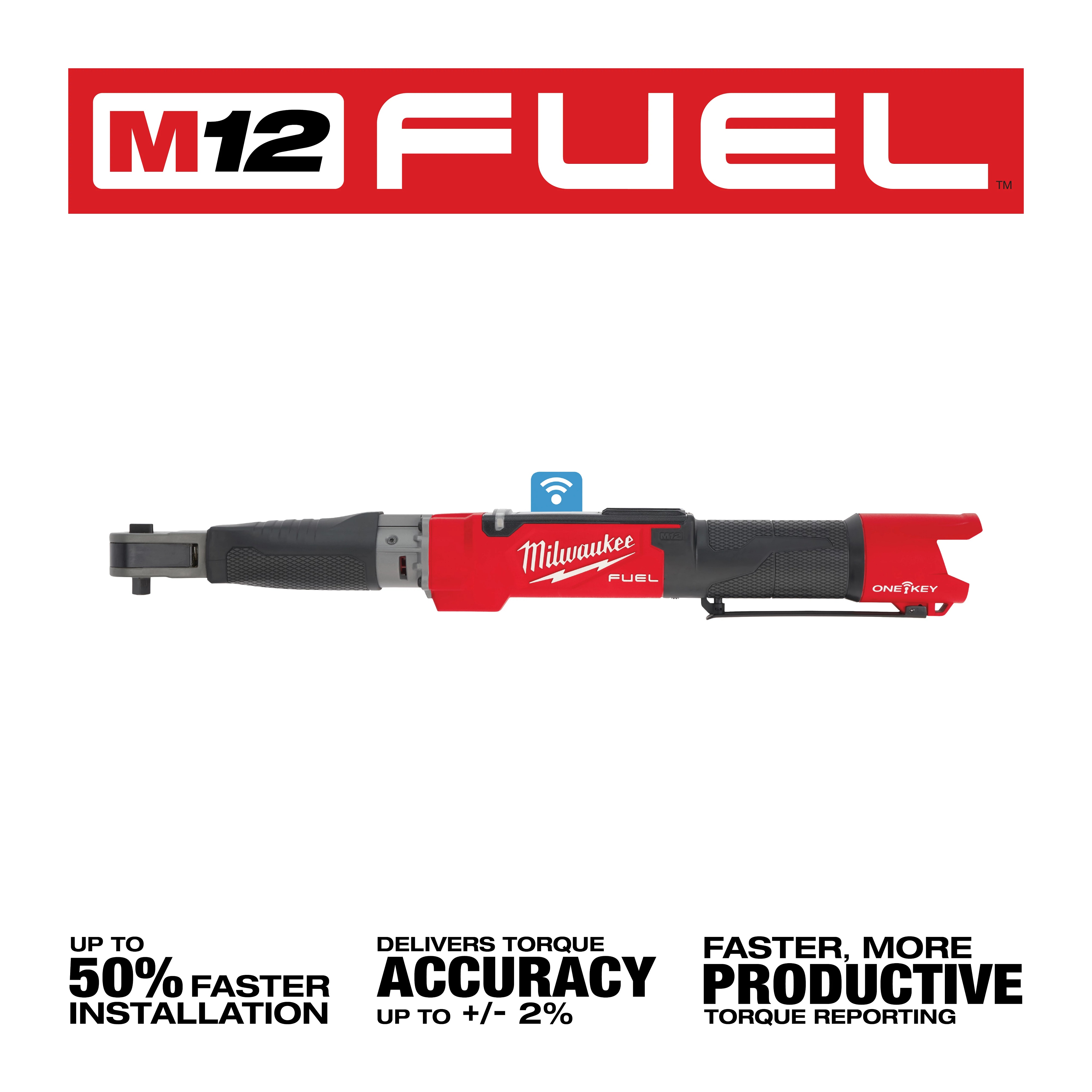 Milwaukee&reg; M12 FUEL&trade; 2465-20 Cordless Digital Torque Wrench With One-Key&trade; Technology, 3/8 in Drive, 10 to 100 ft-lb Torque, 12 V, M12&trade; REDLITHIUM&trade; CP2.0 Lithium-Ion Battery, 23.3 in OAL