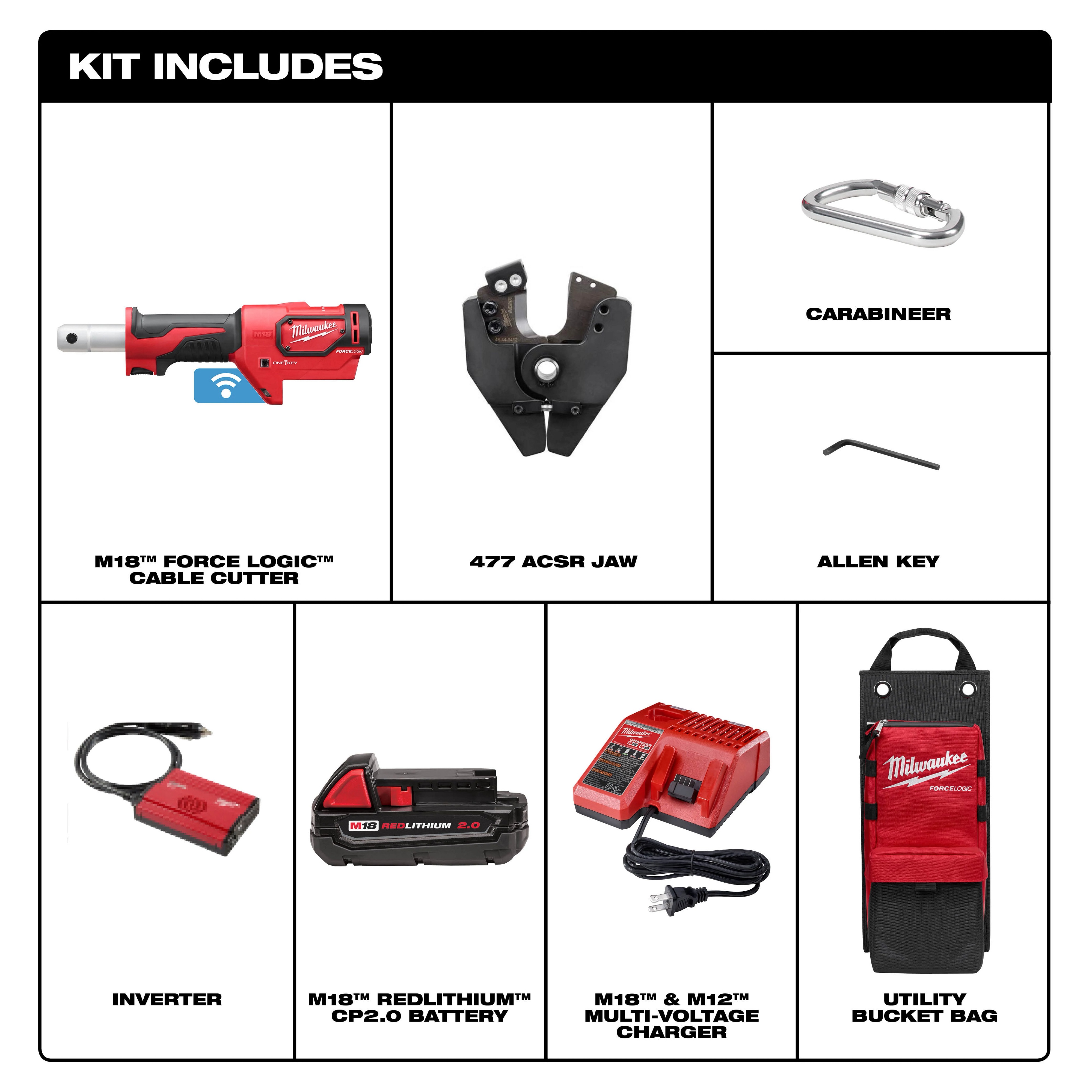 Milwaukee&reg; M18&trade; FORCE LOGIC&trade; 2672-21S Cordless Cable Cutter Kit, 750 kcmil Copper/1000 kcmil Aluminum Cutting, 18 V, Li-Ion Battery